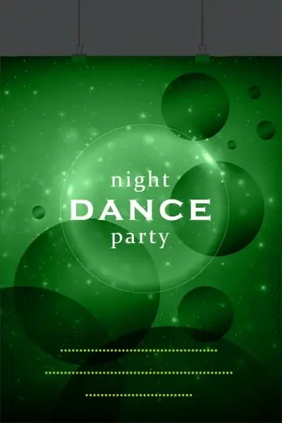 dance party banner bright green circles decoration