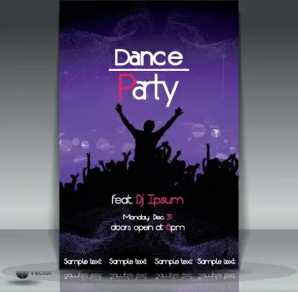 dance party flyer cover template vector