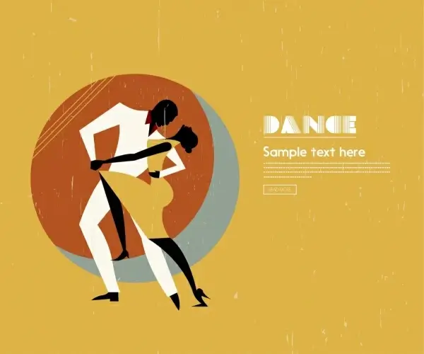 dancing advertisement colored retro style dancer icons silhouette