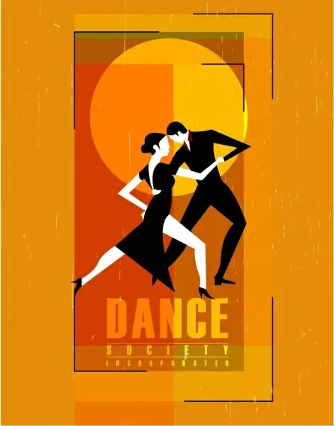 dancing club banner colorful retro design dancers icons