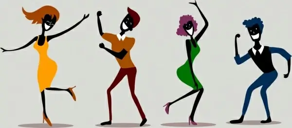 dancing person icons funny black design