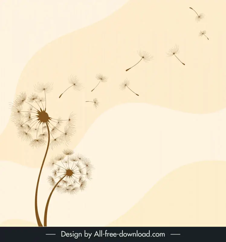 dandelion backdrop template the wind blowing seeds sketch flat classical design 
