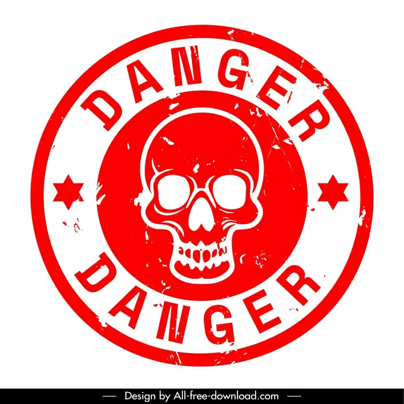 danger stamp template classical skull isolation
