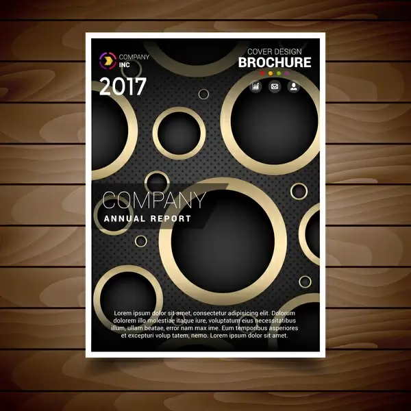 dark and gold circular hole brochure design template