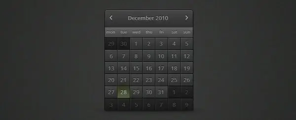 Dark Calendar PSD