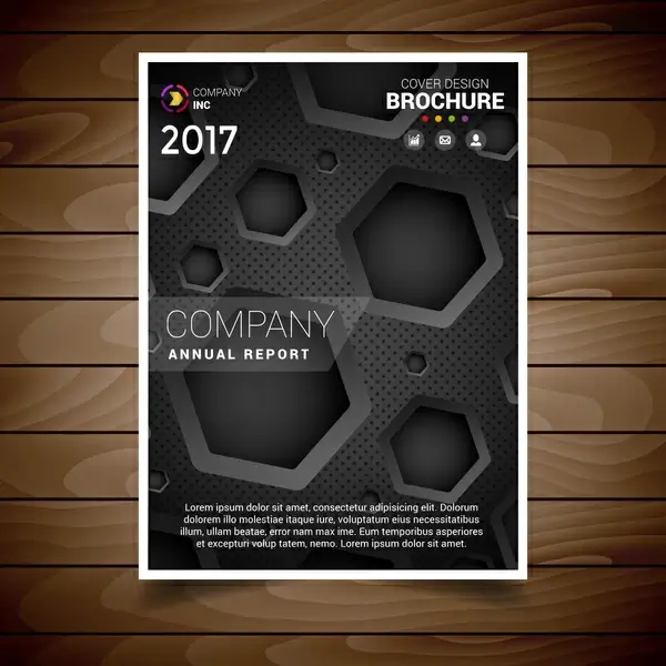 dark hexagonal hole brochure design template