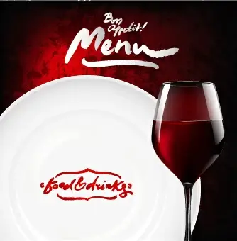 dark red wine menu background vector