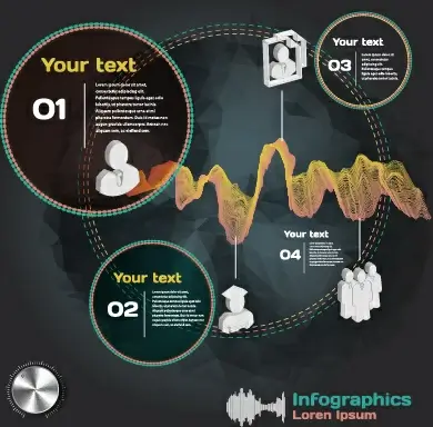 dark style infographic with diagrams vectors