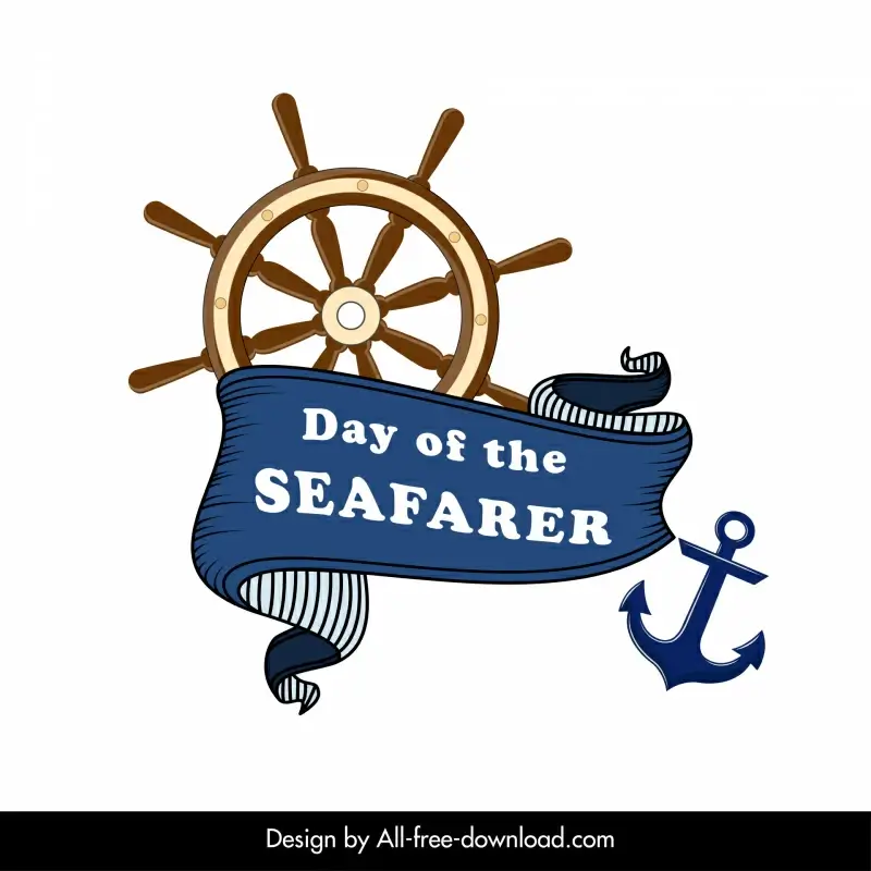 day of seafarer design elements 3d marine elements sketch