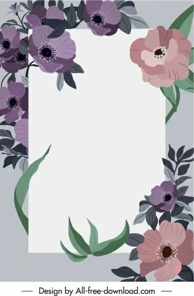 decorative background template blooming flowers sketch classic design