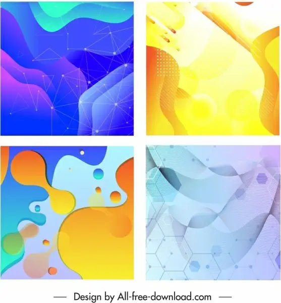 decorative background templates colorful geometric deformed shapes decor