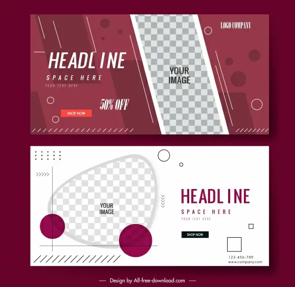 decorative banner templates flat geometric checkered shapes