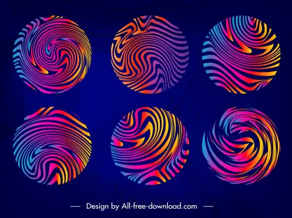 decorative circles templates colored illusive swirled design