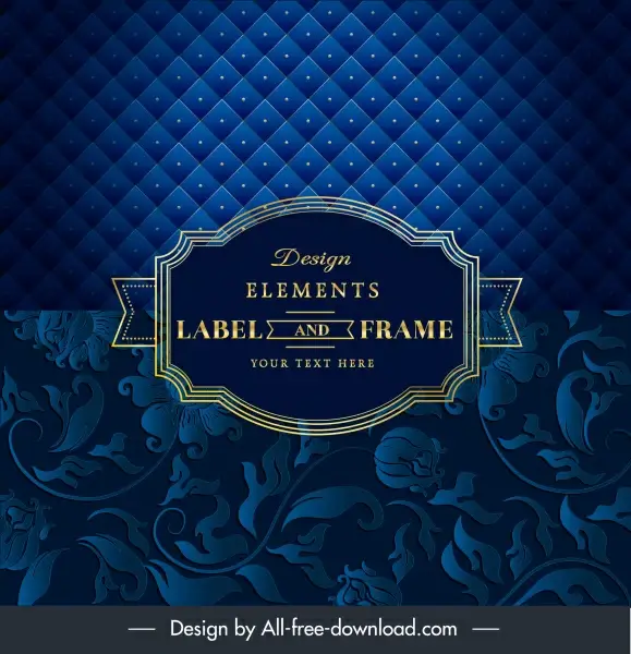 decorative cover template dark luxury blue floral frame