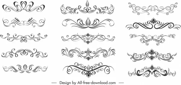 decorative elements templates classical symmetric curves sketch