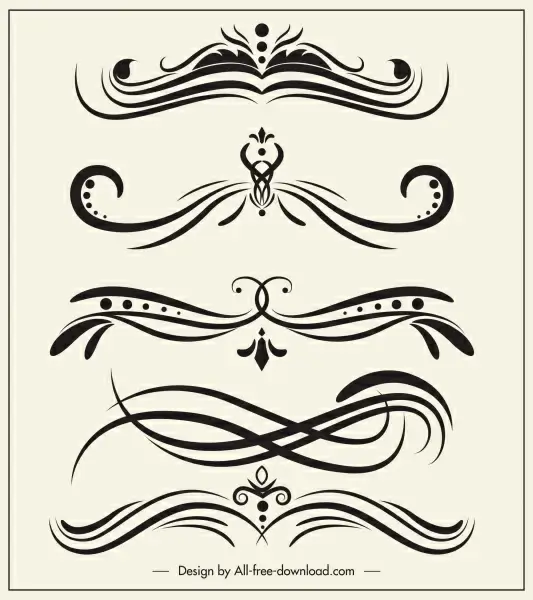 decorative elements templates elegant classic swirled symmetric shapes