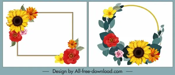 decorative flowers templates frame wreath sketch colorful design