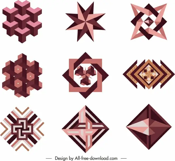 decorative geometric templates modern illusive symmetric shapes