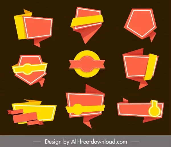 decorative label templates elegant origami shapes