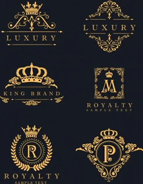 decorative logotypes yellow decor royal style luxury design
