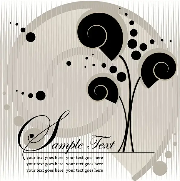 card background template black white flat trees sketch
