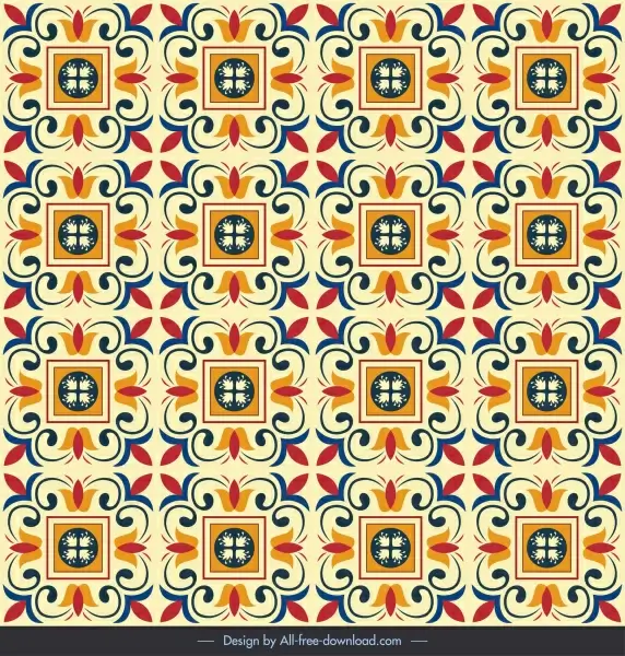 decorative pattern classical symmetric repeating squares curves decor