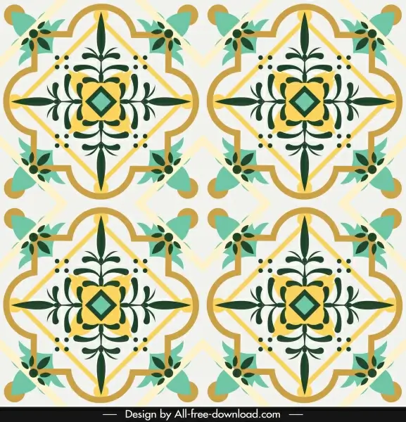 decorative pattern template classical bright colorful symmetric design