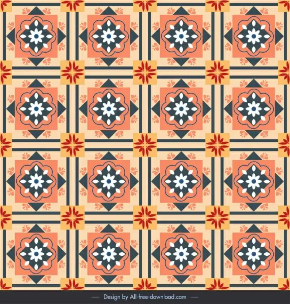 decorative pattern template colorful classical symmetric repeating squares