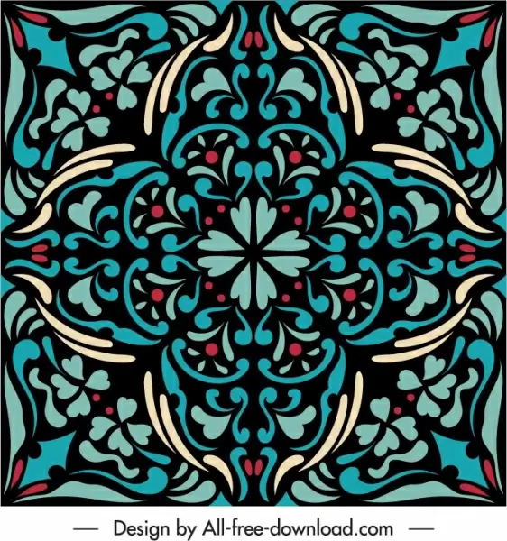 decorative pattern template colorful flat symmetric vintage shape
