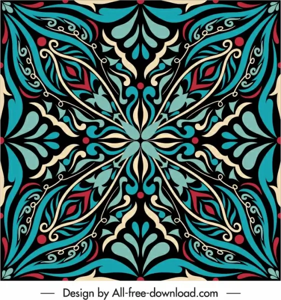 decorative pattern template retro oriental symmetric shape