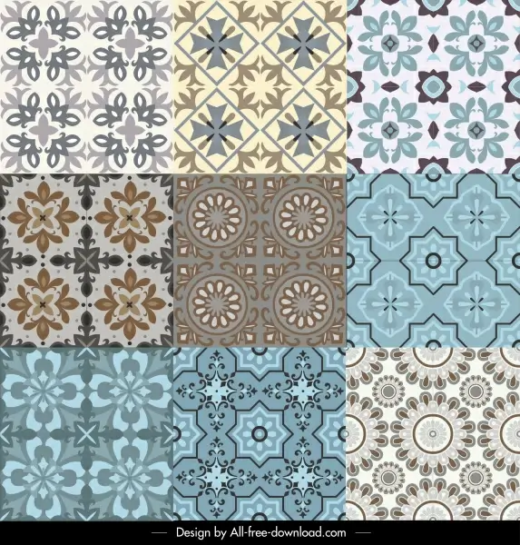 decorative pattern templates colored symmetrical classical petals