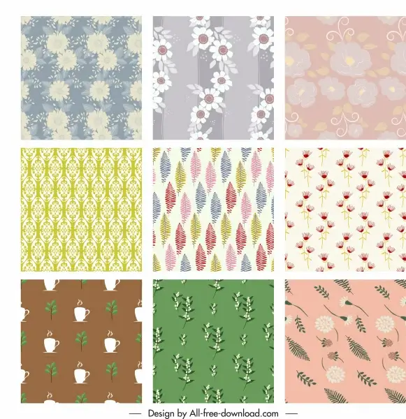 decorative pattern templates colorful classical flat design