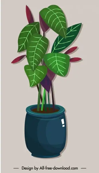 decorative plant pot painting shiny colored classic sketch