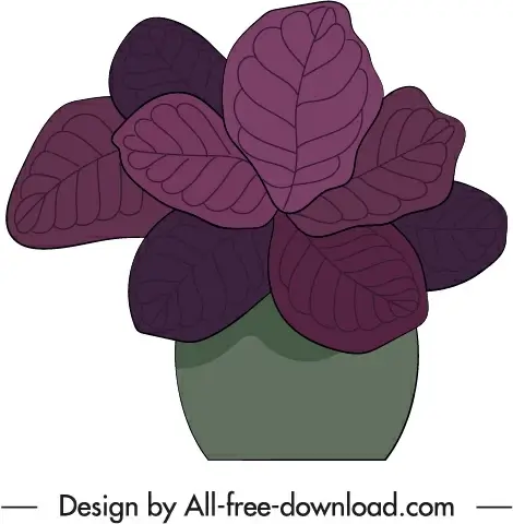 decorative potted houseplant icon flat classical handdrawn