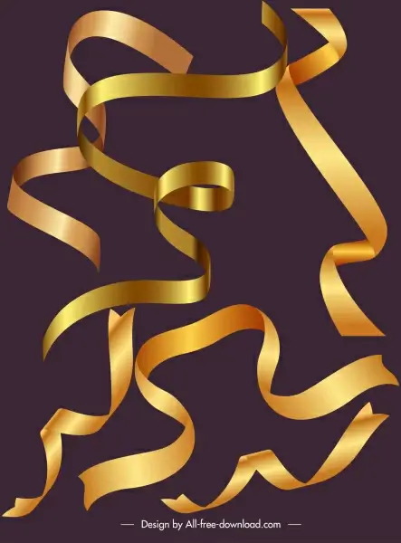 decorative ribbon templates dynamic shiny golden curled design