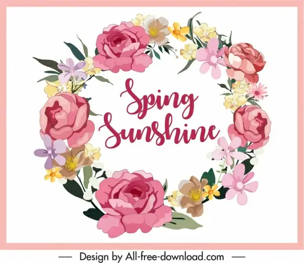 decorative spring background floral wreath sketch