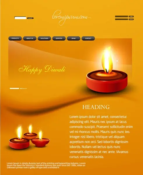deepawali diwali diya website template presentation bright colorful vector design
