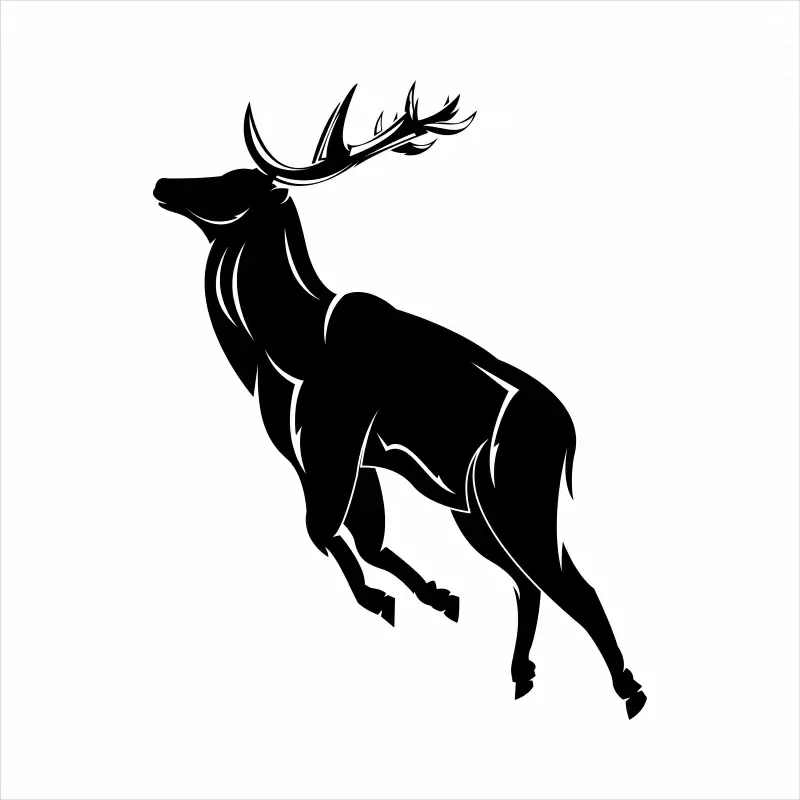 deer icon dynamic flat black silhouette sketch