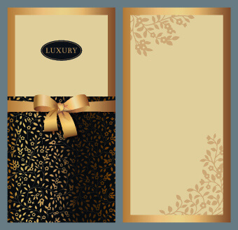 delicate bow invitation cards design vector