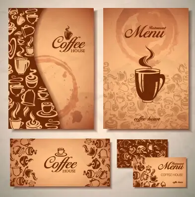 delicate coffee cards design vector