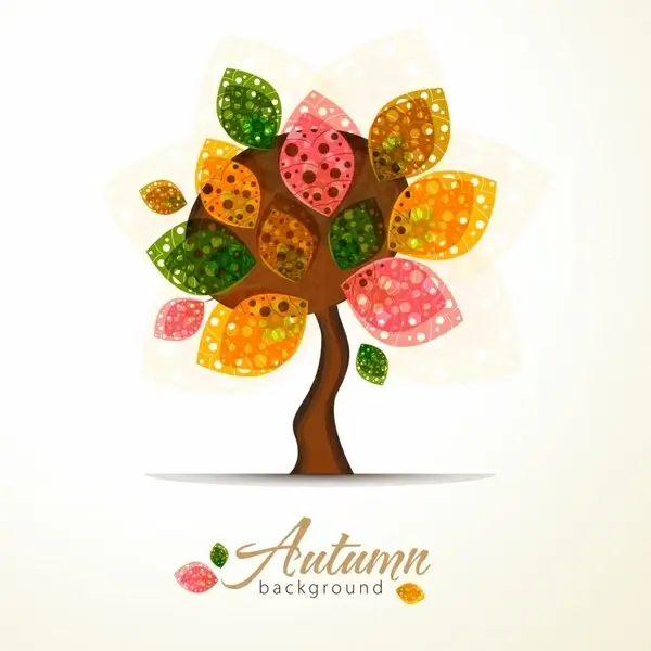 autumn background tree sketch colorful flat blurred design