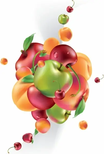 delicious fruit apple cherry vector