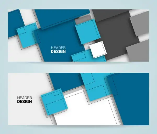 delusion abstract header design template sets with squares