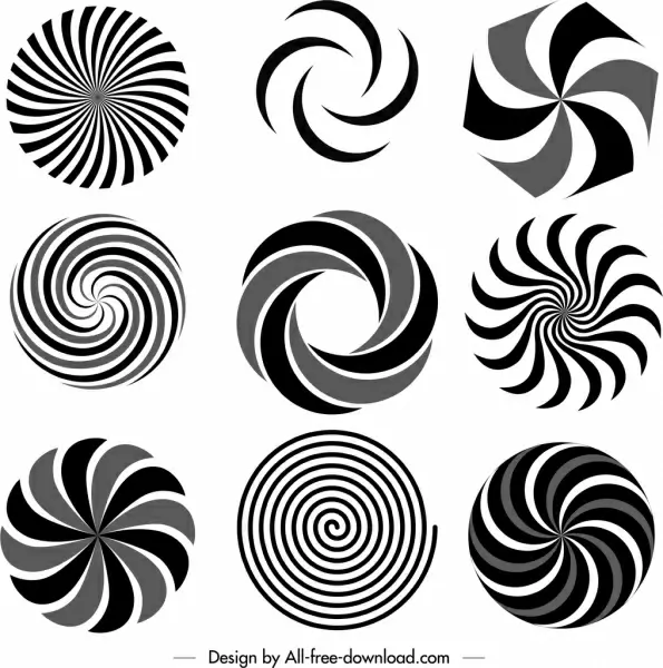 delusion swirl templates black white flat twisted sketch