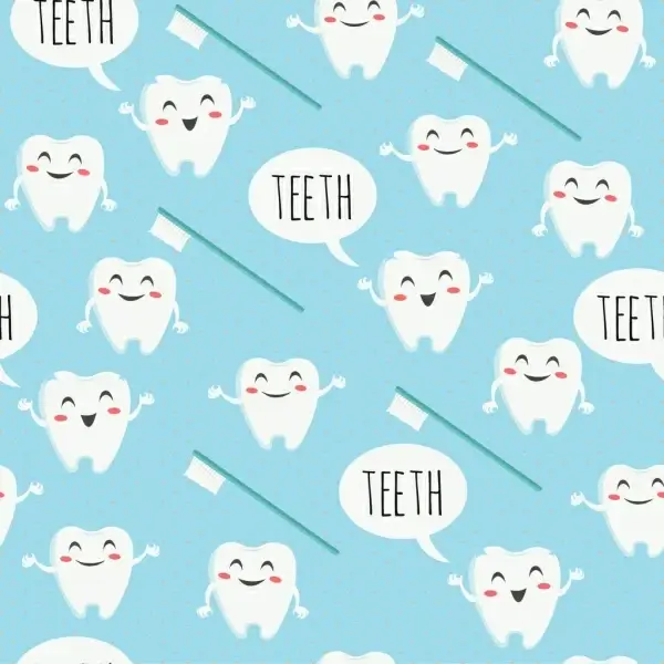 dental background stylized tooth brush icons repeating design