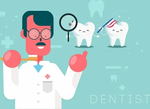 dental banner dentist stylized tooth icons