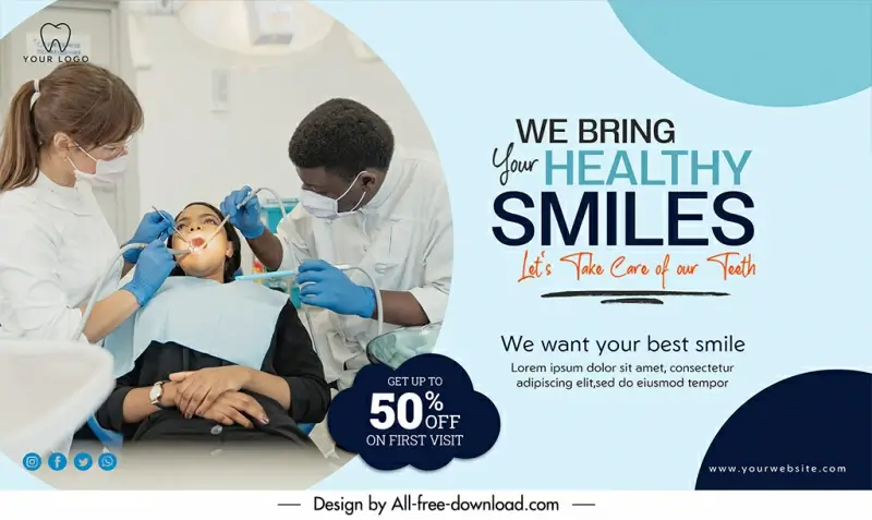 dental clinic poster template dynamic realistic modern 