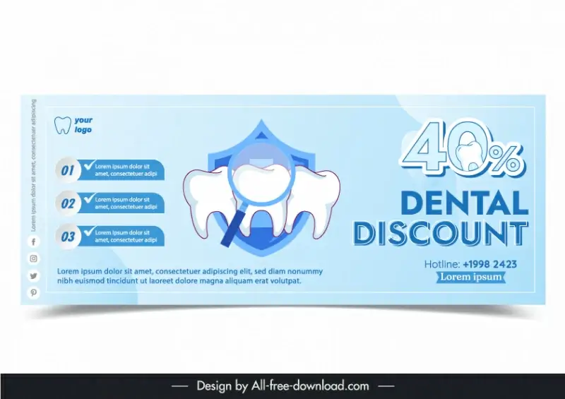 dental discount banner template elegant flat  