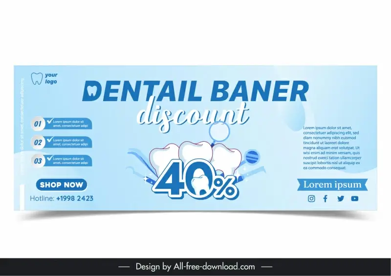 dental discount poster template elegant flat teeth magnifier decor