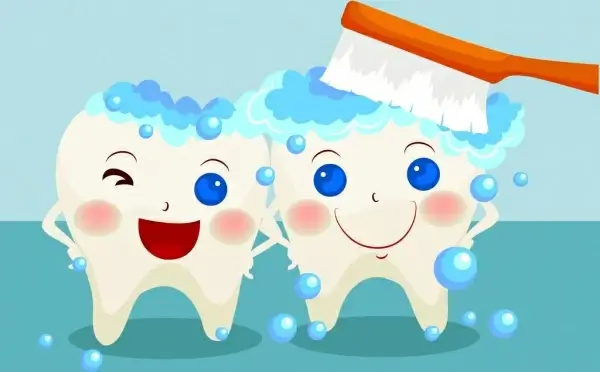 dental promotion banner cute stylized teeth icons